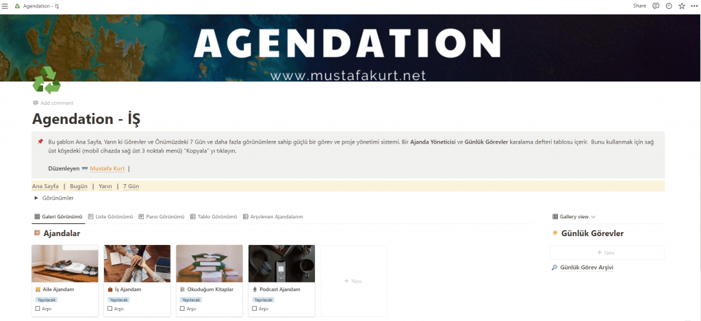 AGENDATION – Notion Teması